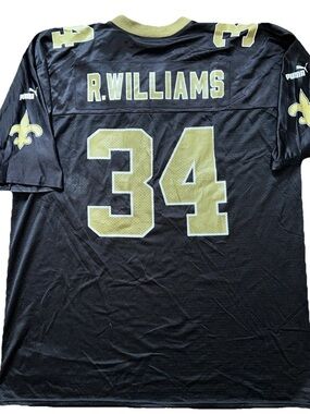 Vintage New Orleans Saints Ricky Williams Puma Jersey XL Black & Gold NFL #34